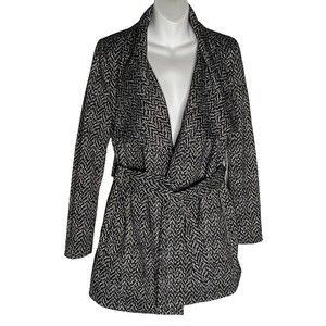 Banana Republic Womens Knit Wrap Blazer Size 2 Black Chevron Belted XS